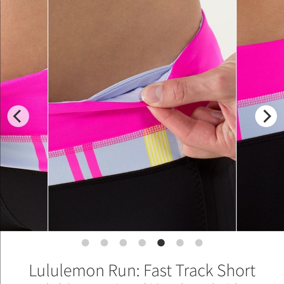 Size 2 Black Lululemon Fast Track Running Shorts with Raspberry Glo Waist - Picture 4 of 16